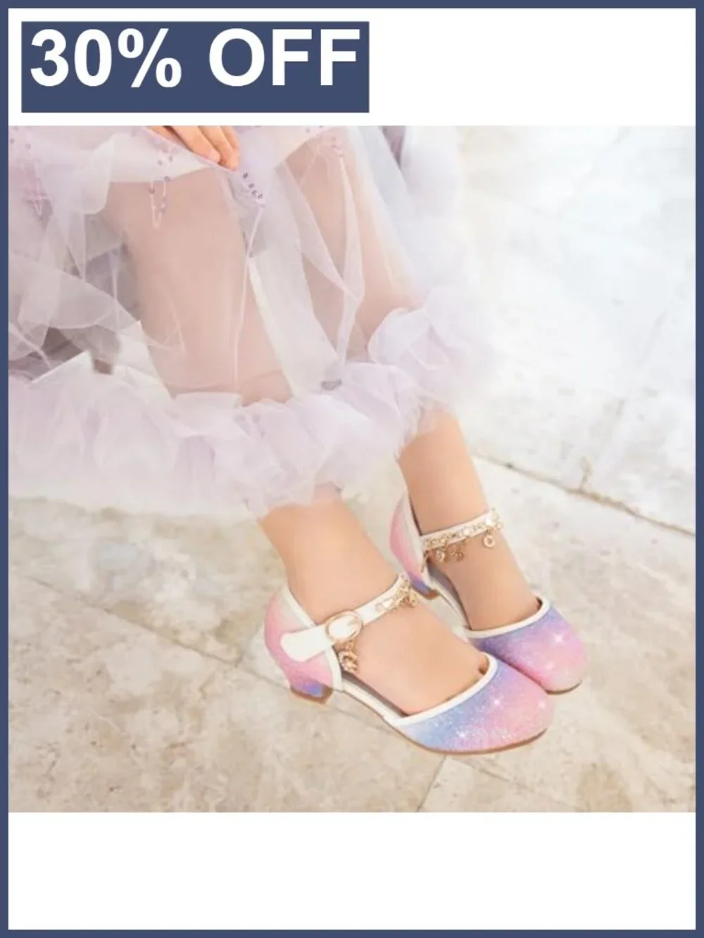 Girls Dress Shoes High Heels Glitter Princess Formal Sandals